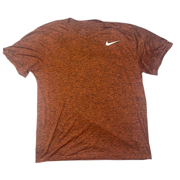 Nike Dri Fit Short Sleeved T-shirt Black W Orange Color White Nike Check Size XL - Picture 1 of 5